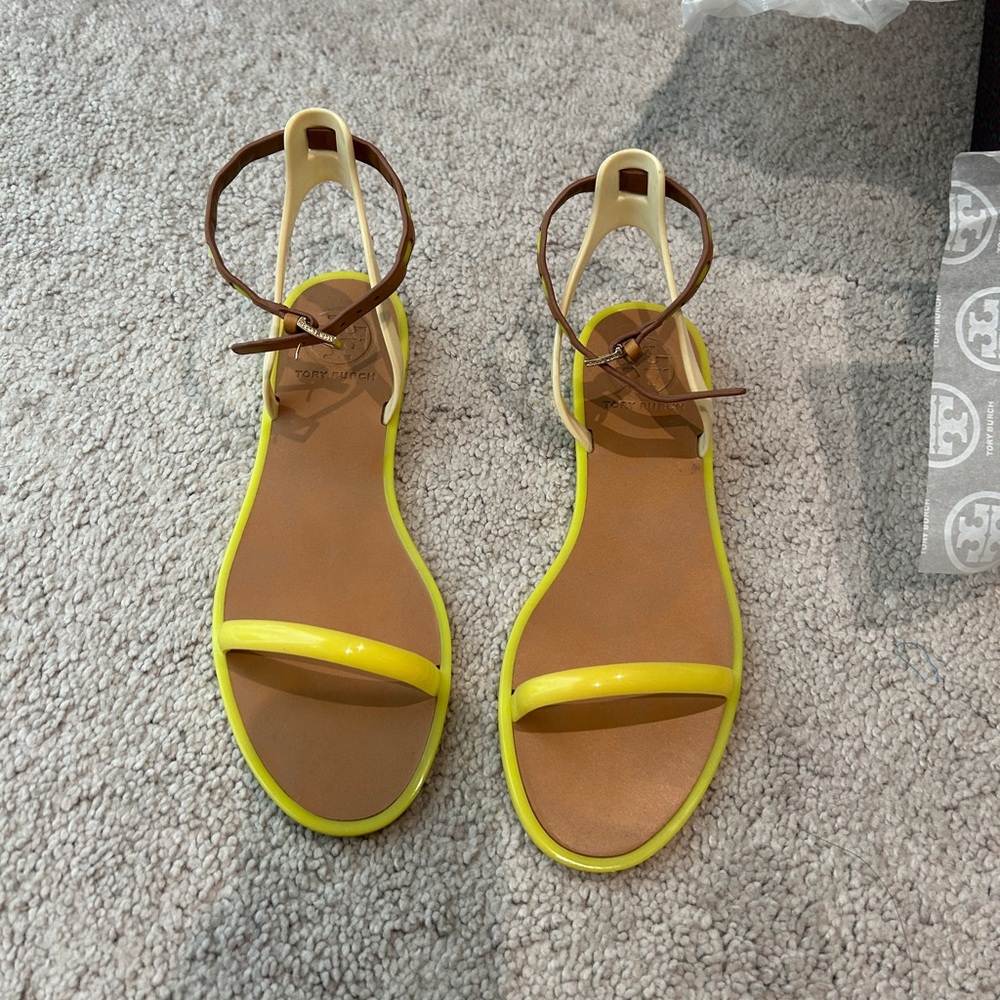 Tory Burch Leather Ankle Strap Jelly Sandal